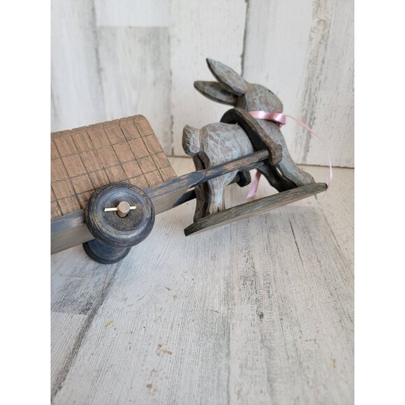 Unique wooden bunny Easter egg cart folk art vintage home decor - Picture 9 of 9